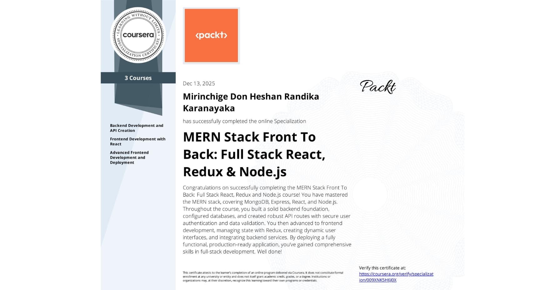 MERN Stack Front To Back: Full Stack React, Redux & Node.js